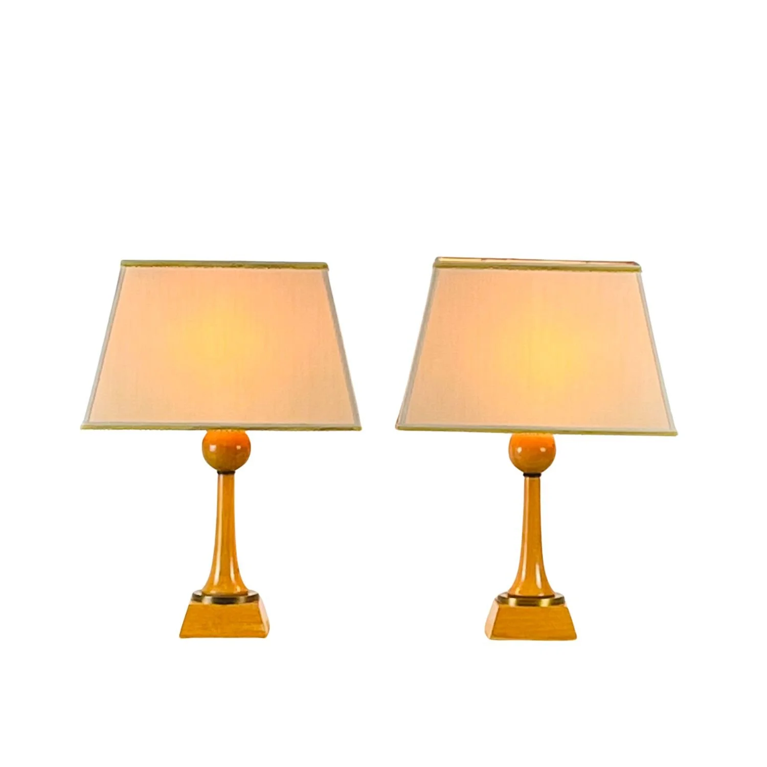 Pair of Chic Sycamore and Gilt Bronze Art Déco Lamps in the Style